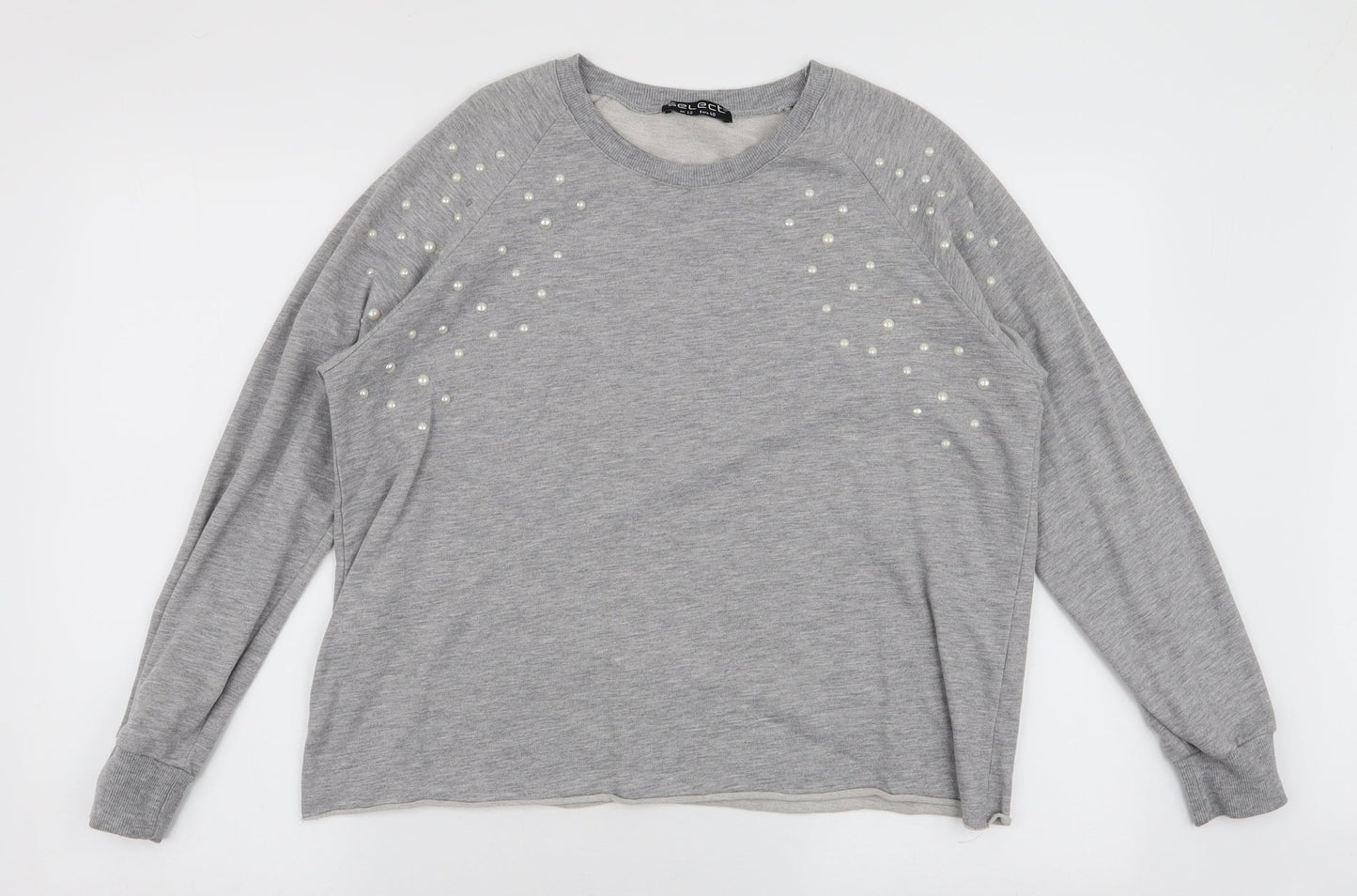 Select Womens Grey  Cotton Pullover Sweatshirt Size 12  Pullover