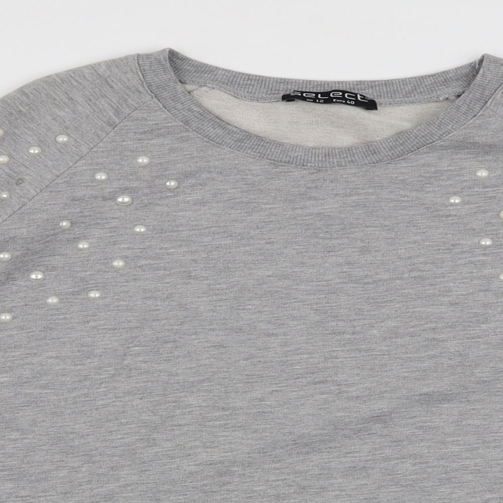 Select Womens Grey  Cotton Pullover Sweatshirt Size 12  Pullover