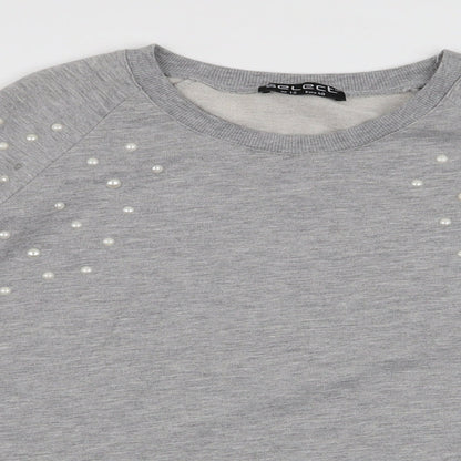 Select Womens Grey  Cotton Pullover Sweatshirt Size 12  Pullover
