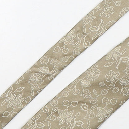 Marks and Spencer Mens Beige Floral Silk Pointed Tie One Size