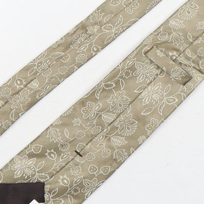 Marks and Spencer Mens Beige Floral Silk Pointed Tie One Size