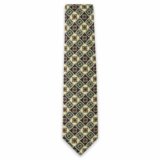 Front view of Rene Chagal men’s multicoloured plaids & checks silk pointed tie one size