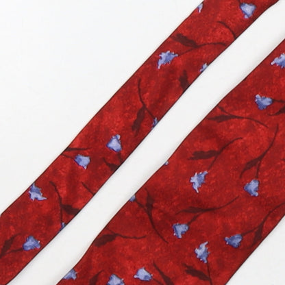 Marks and Spencer Mens Red Floral Silk Pointed Tie One Size