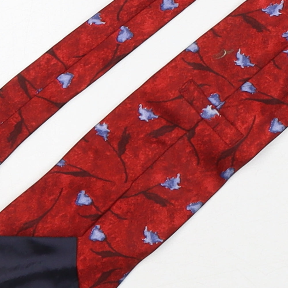 Marks and Spencer Mens Red Floral Silk Pointed Tie One Size