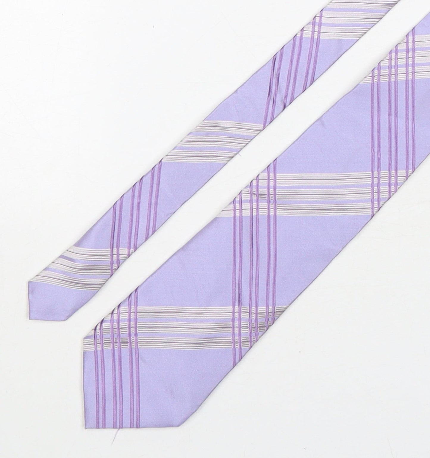 Mens Fellini Purple Plaids & Checks  Pointed Tie