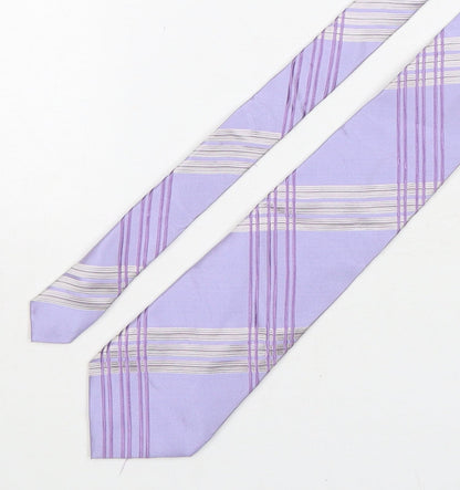 Mens Fellini Purple Plaids & Checks  Pointed Tie