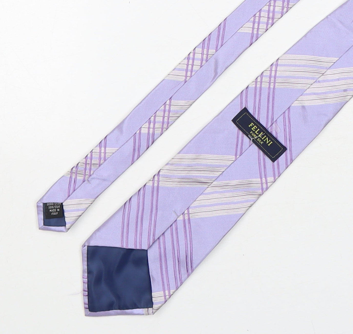 Mens Fellini Purple Plaids & Checks  Pointed Tie