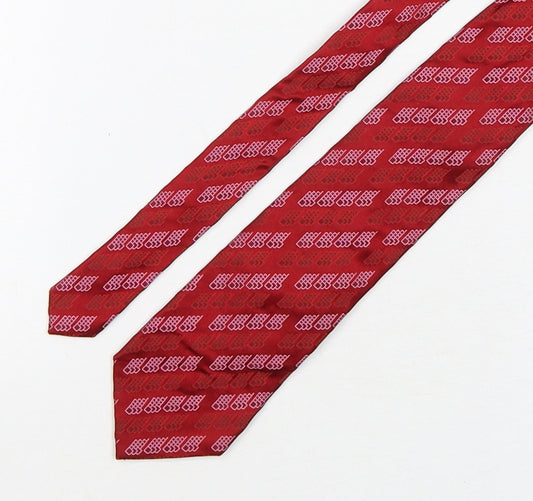 John Lewis  Mens Red Geometric Silk Pointed Tie One Size