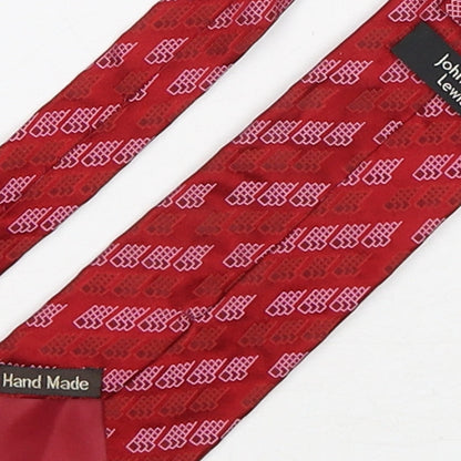 John Lewis  Mens Red Geometric Silk Pointed Tie One Size
