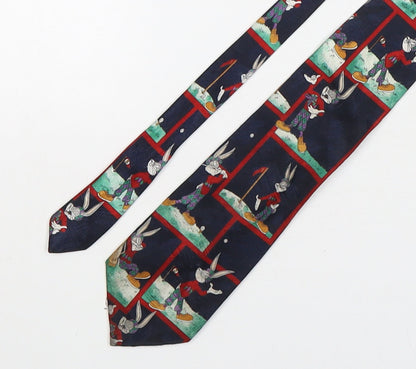 Marks and Spencer Mens Multicoloured Geometric Polyester Pointed Tie One Size - Bugs Bunny Golfing
