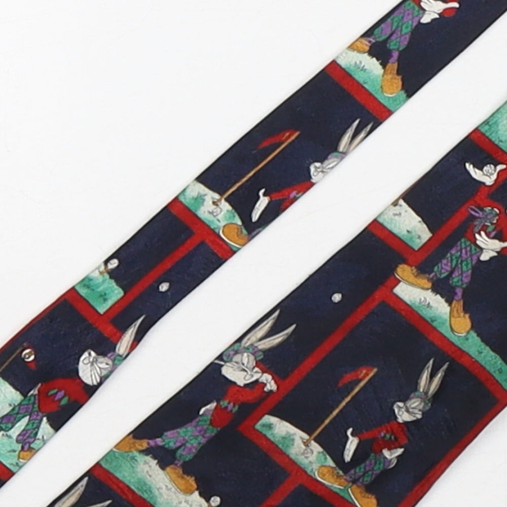 Marks and Spencer Mens Multicoloured Geometric Polyester Pointed Tie One Size - Bugs Bunny Golfing