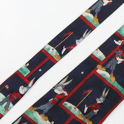 Marks and Spencer Mens Multicoloured Geometric Polyester Pointed Tie One Size - Bugs Bunny Golfing