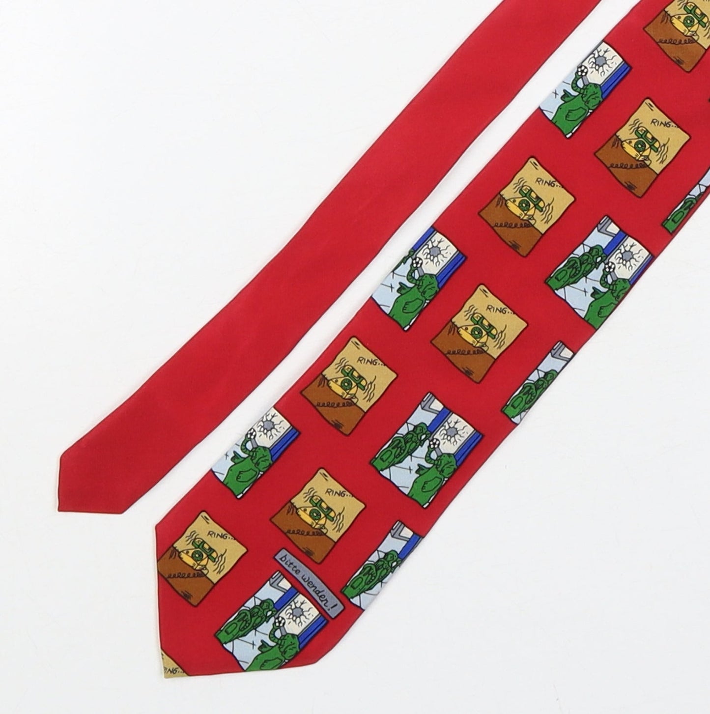 Rosemarie Feld Mens Red Geometric Silk Pointed Tie One Size - Elephants