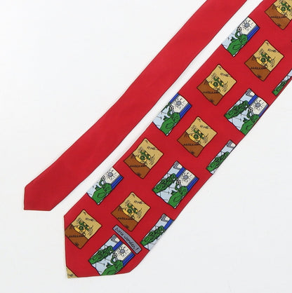 Rosemarie Feld Mens Red Geometric Silk Pointed Tie One Size - Elephants