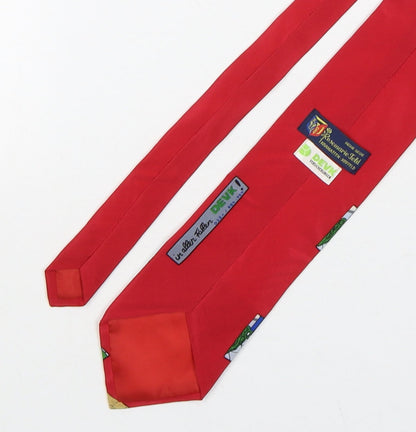 Rosemarie Feld Mens Red Geometric Silk Pointed Tie One Size - Elephants