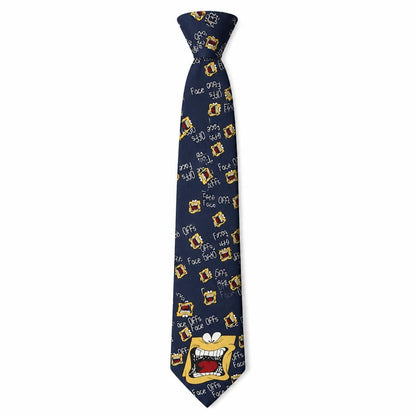 Front view of Carnaval men’s multicoloured geometric silk pointed tie one size - face offs