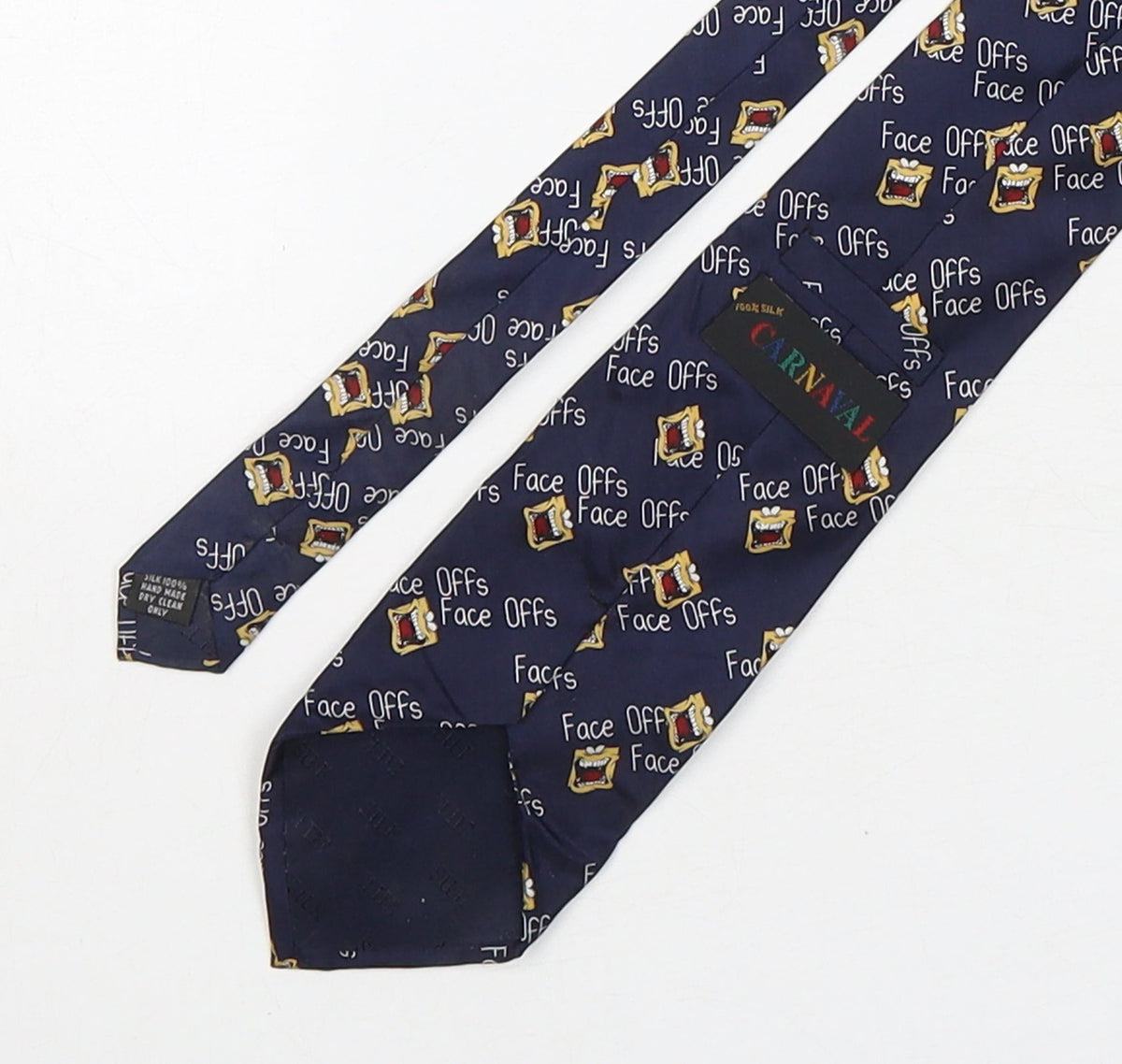Back view of Carnaval men’s multicoloured geometric silk pointed tie one size - face offs