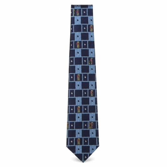 Front view of Triad men’s blue plaids & checks polyester pointed tie one size - cricket