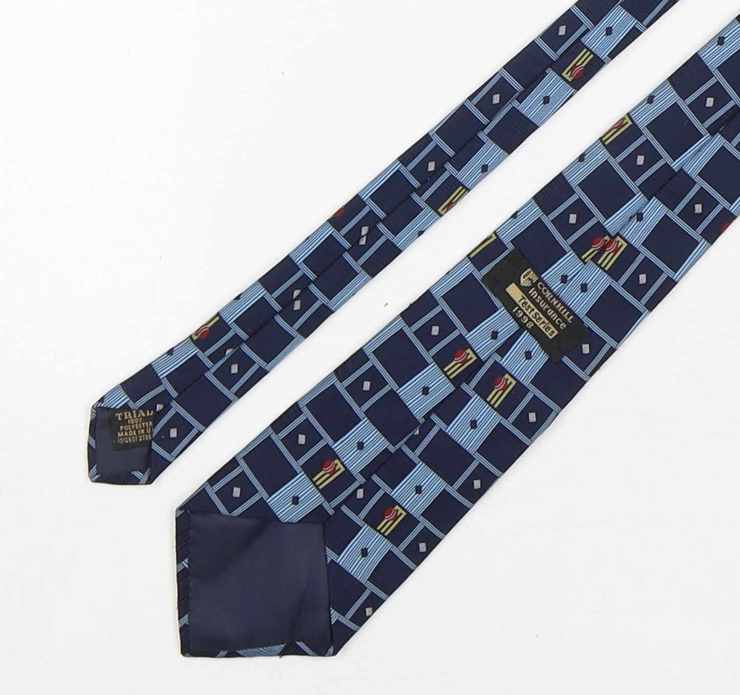 Triad Mens Blue Plaids & Checks Polyester Pointed Tie One Size - Cricket