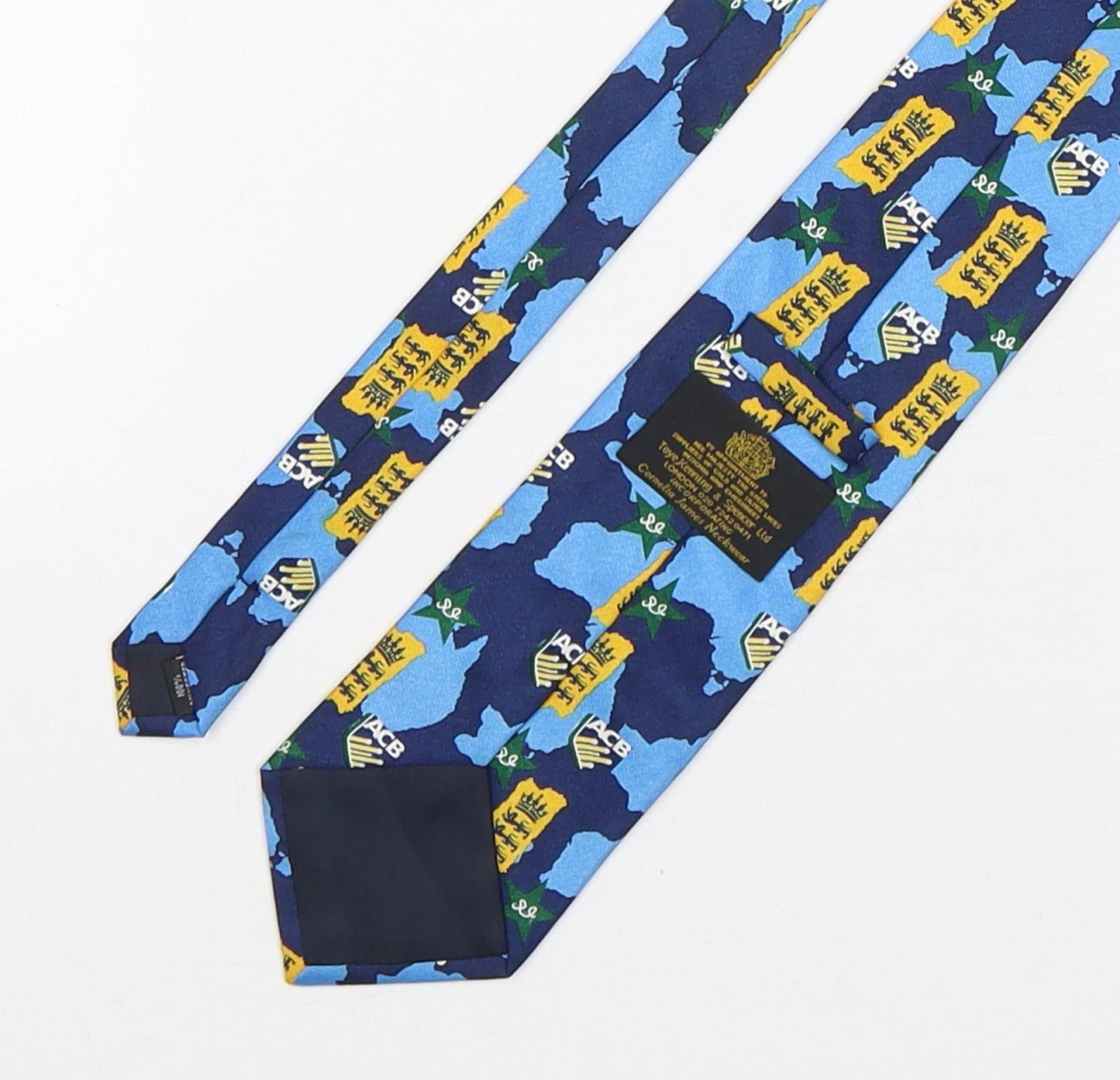 Toye, Kenning & Spencer  Mens Multicoloured Geometric Polyester Pointed Tie One Size - England Australia Pakistan Cricket