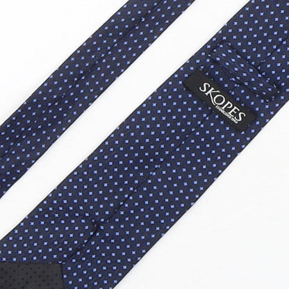 Skopes Mens Blue Geometric Silk Pointed Tie One Size