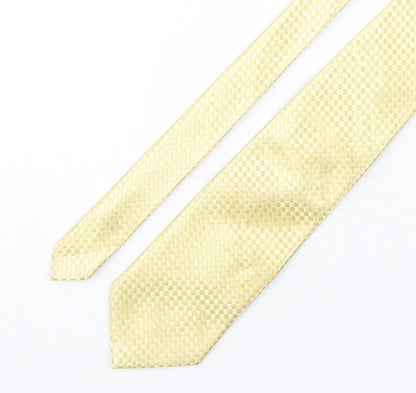 Voeut Mens Yellow Plaids & Checks Polyester Pointed Tie One Size