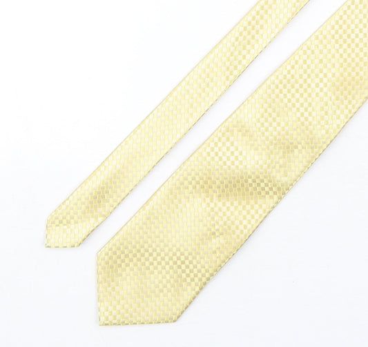 Voeut Mens Yellow Plaids & Checks Polyester Pointed Tie One Size
