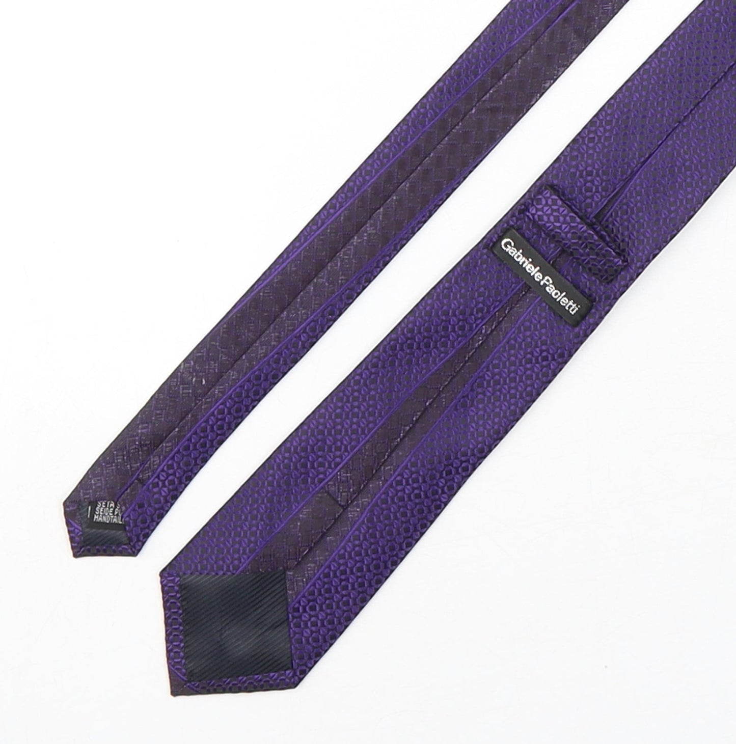 Gabriele Paoletti Mens Purple Geometric Silk Pointed Tie One Size