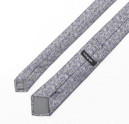 Autograph Mens Silver Floral Silk Pointed Tie One Size