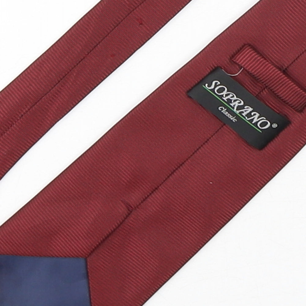 Soprano Mens Red Striped Polyester Pointed Tie One Size