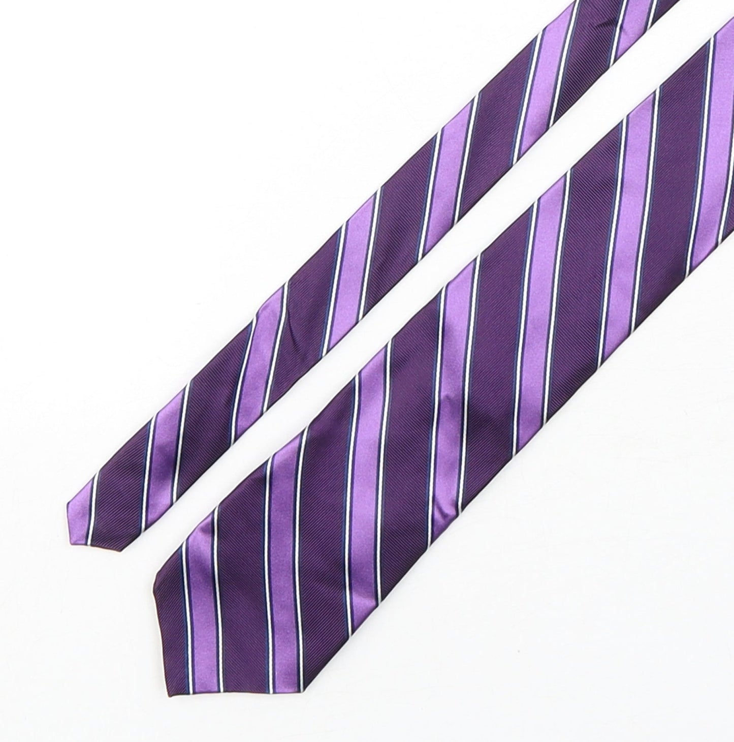 Nicole Miller  Mens Purple Striped Silk Pointed Tie One Size