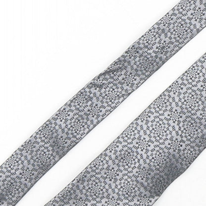 Autograph Mens Silver Geometric Silk Pointed Tie One Size