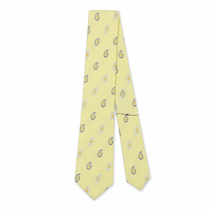 Mens Double TWO Yellow Paisley  Pointed Tie