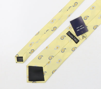 Mens Double TWO Yellow Paisley  Pointed Tie