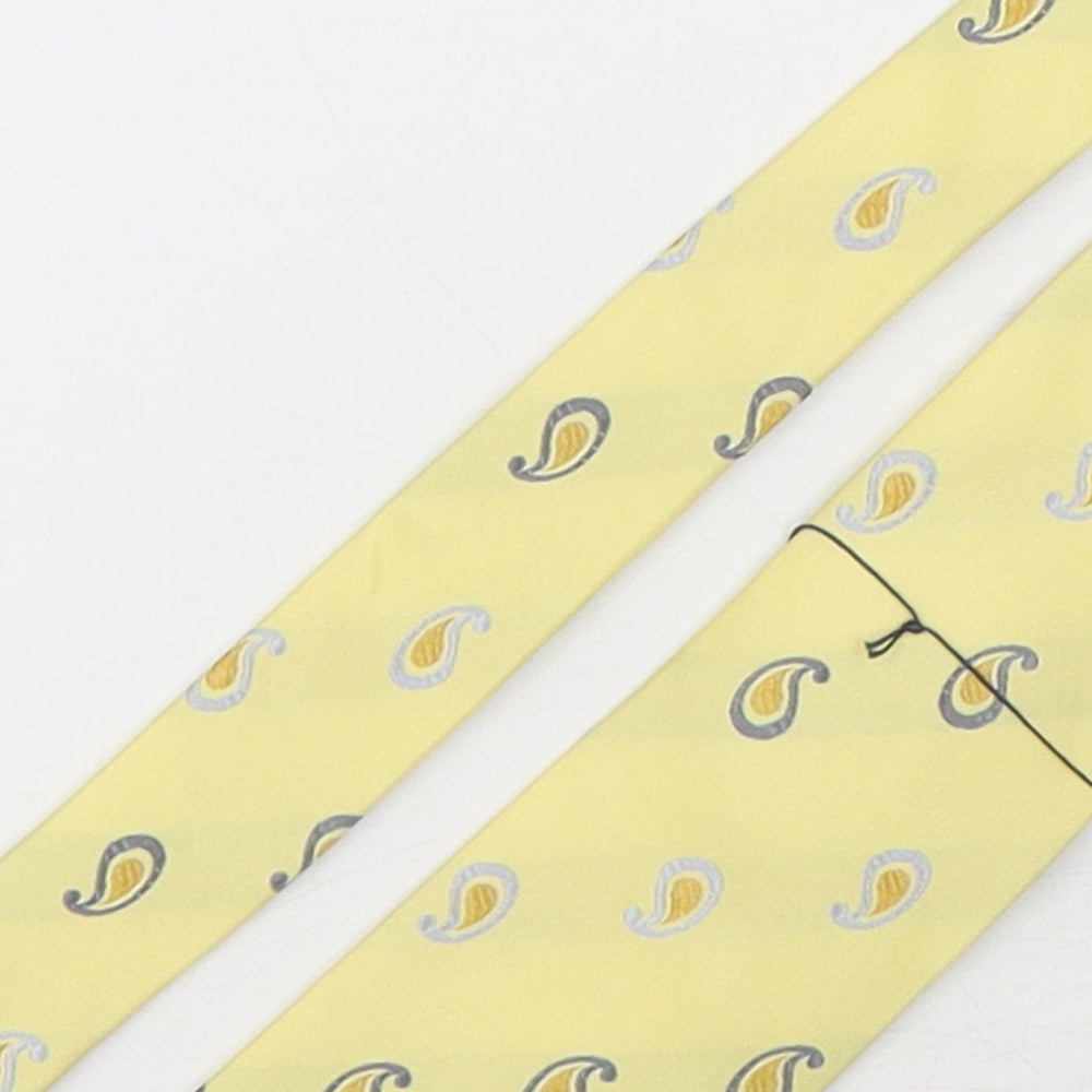 Mens Double TWO Yellow Paisley  Pointed Tie
