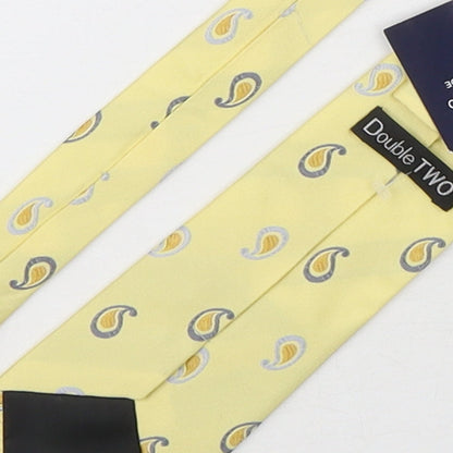Mens Double TWO Yellow Paisley  Pointed Tie