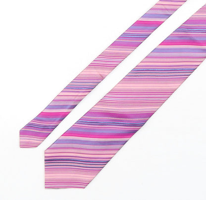 Autograph Mens Multicoloured Striped Silk Pointed Tie One Size
