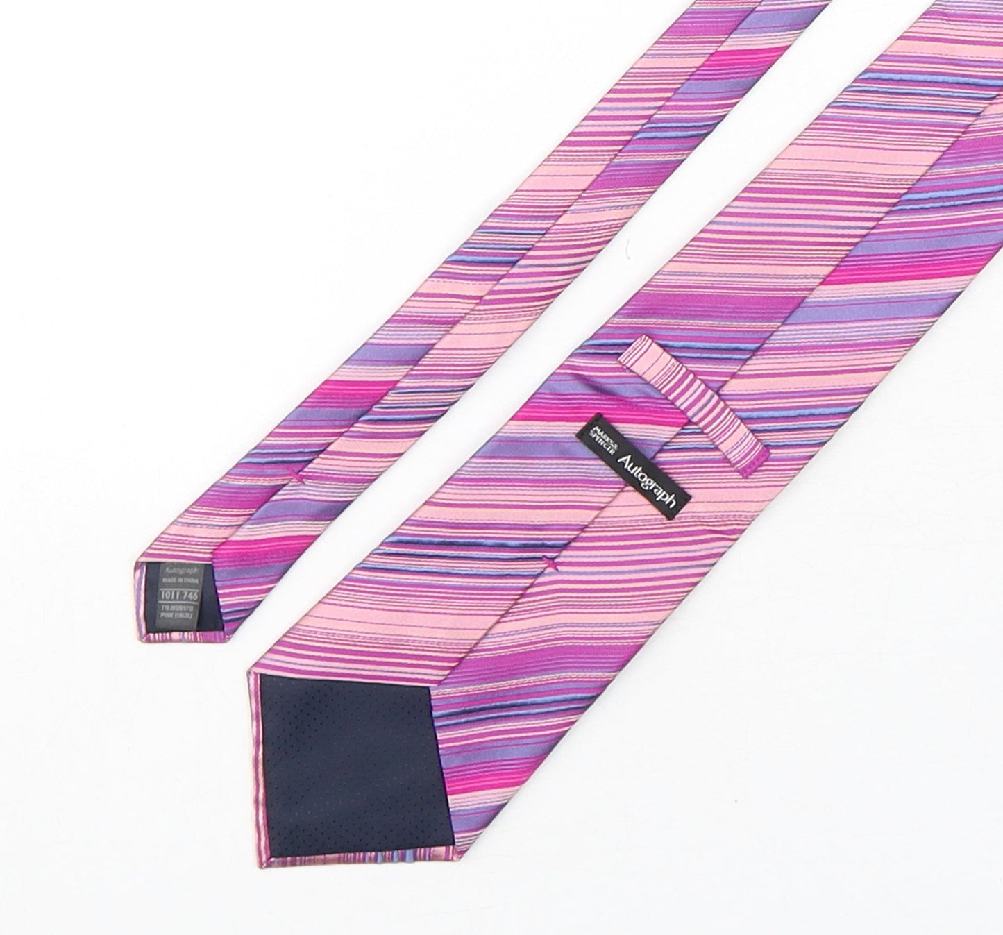 Autograph Mens Multicoloured Striped Silk Pointed Tie One Size