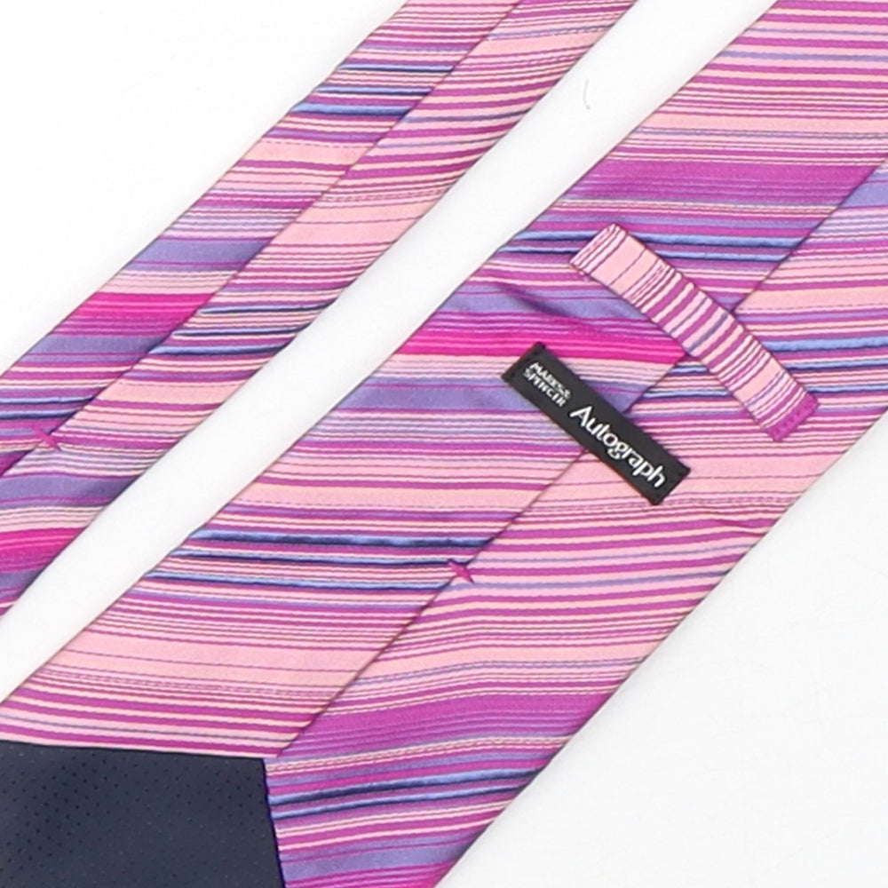 Autograph Mens Multicoloured Striped Silk Pointed Tie One Size