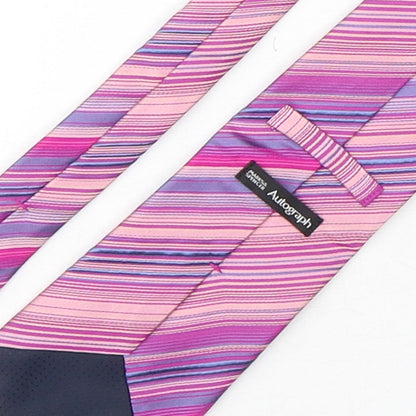 Autograph Mens Multicoloured Striped Silk Pointed Tie One Size