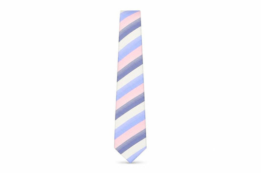 Front view of St Bernard men’s multicoloured striped silk pointed tie one size