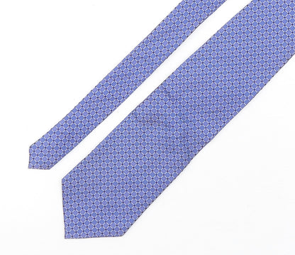 Milano Mens Blue Plaids & Checks Silk Pointed Tie One Size