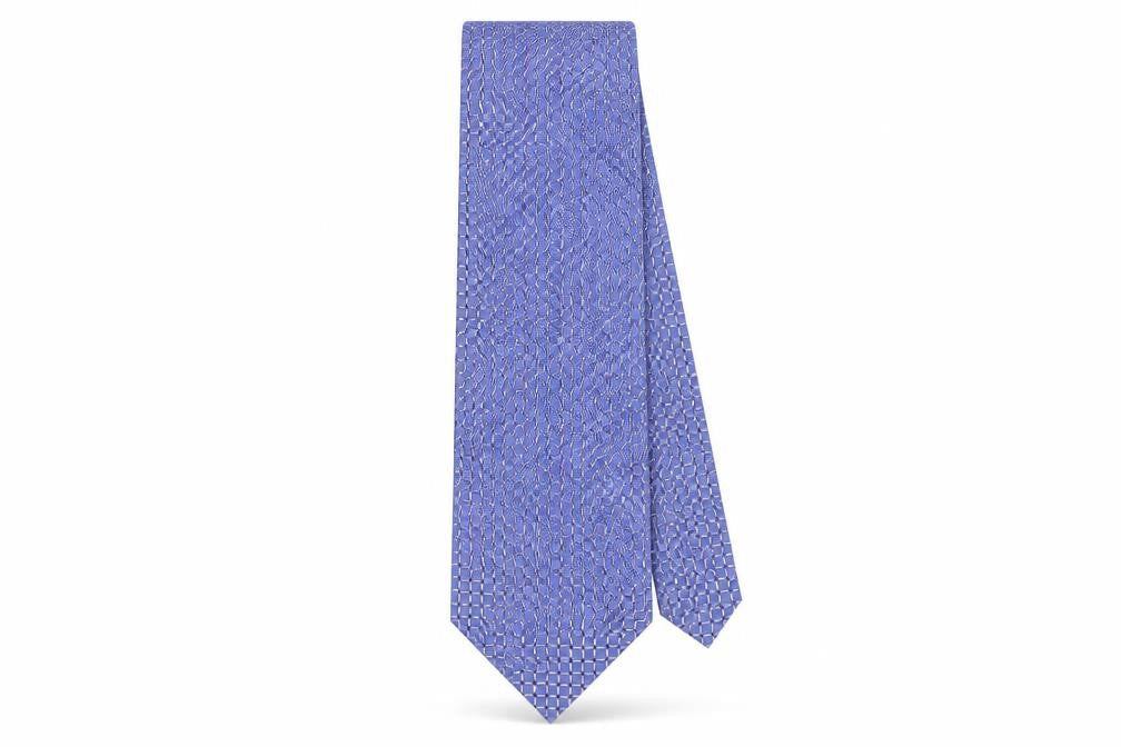 Mens Milano Blue Plaids & Checks  Pointed Tie