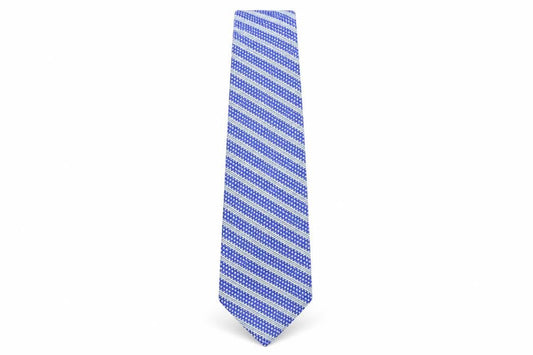 Front view of Copperstone men’s blue plaids & checks silk pointed tie one size
