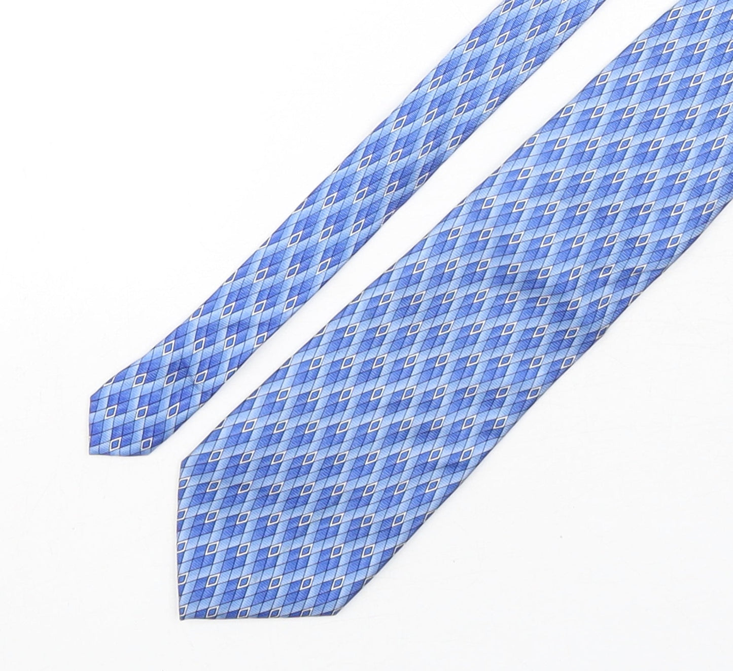 Milano  Mens Blue Geometric Silk Pointed Tie One Size