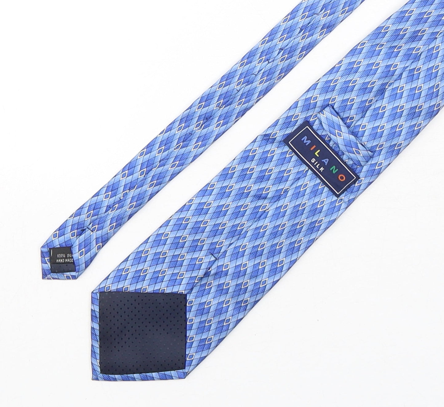 Milano  Mens Blue Geometric Silk Pointed Tie One Size