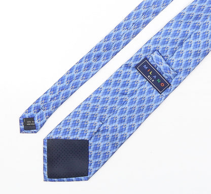 Milano  Mens Blue Geometric Silk Pointed Tie One Size
