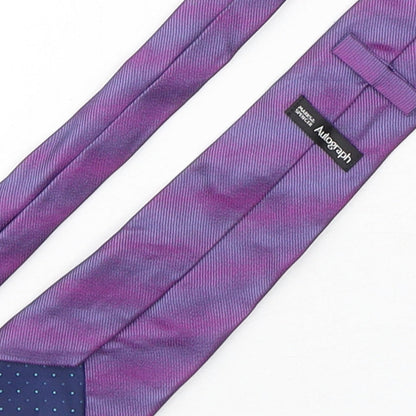Autograph Mens Purple Striped Silk Pointed Tie One Size