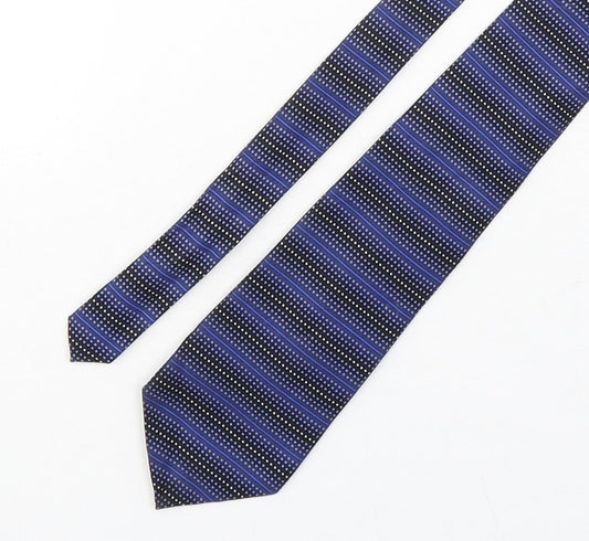 savatini Mens Blue Polka Dot Polyester Pointed Tie One Size