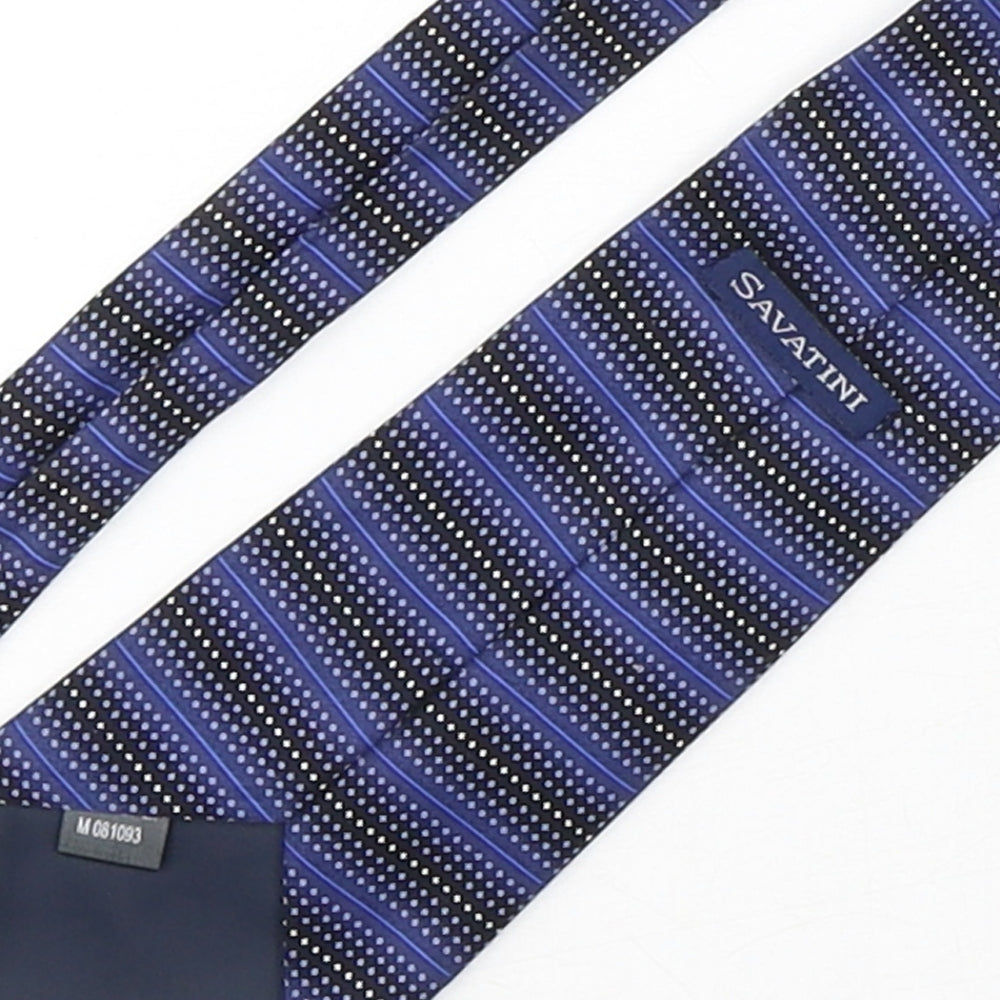 savatini Mens Blue Polka Dot Polyester Pointed Tie One Size